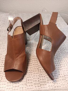 Market & Spruce 'Gabriel' Women's Dark Brown Leather Ankle Strap Sandals sz 9